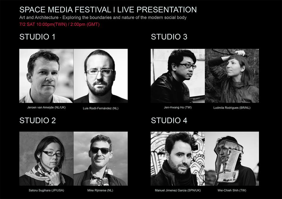 Space Media Festival - Live streaming presentation by 4 artist-architect teams